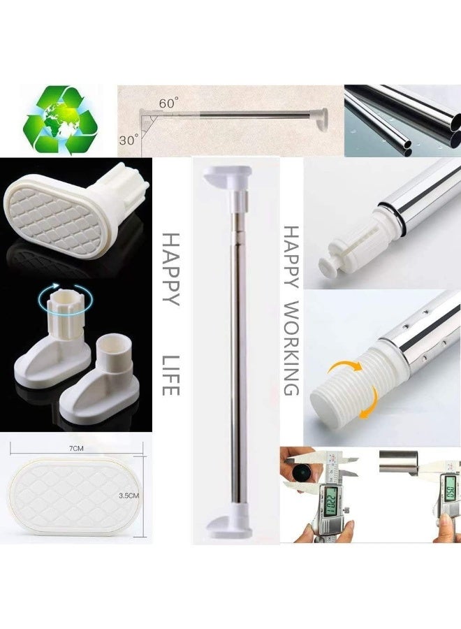 Happy Home Extendable Stainless Steel Tension Rod 110–200cm No Drilling, Heavy Duty Telescopic Pressure Rod Multi-Purpose for Shower Curtain Rail, Closet Clothes Hanging, Laundry Drying, Window Curtain, Wardrobe & Doorway, Rust-Resistant, Anti-Slip, Space-Saving for Bathroom & Home Use - Image 4